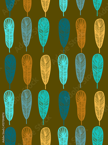 Animal pattern with stylized shapes of feathers