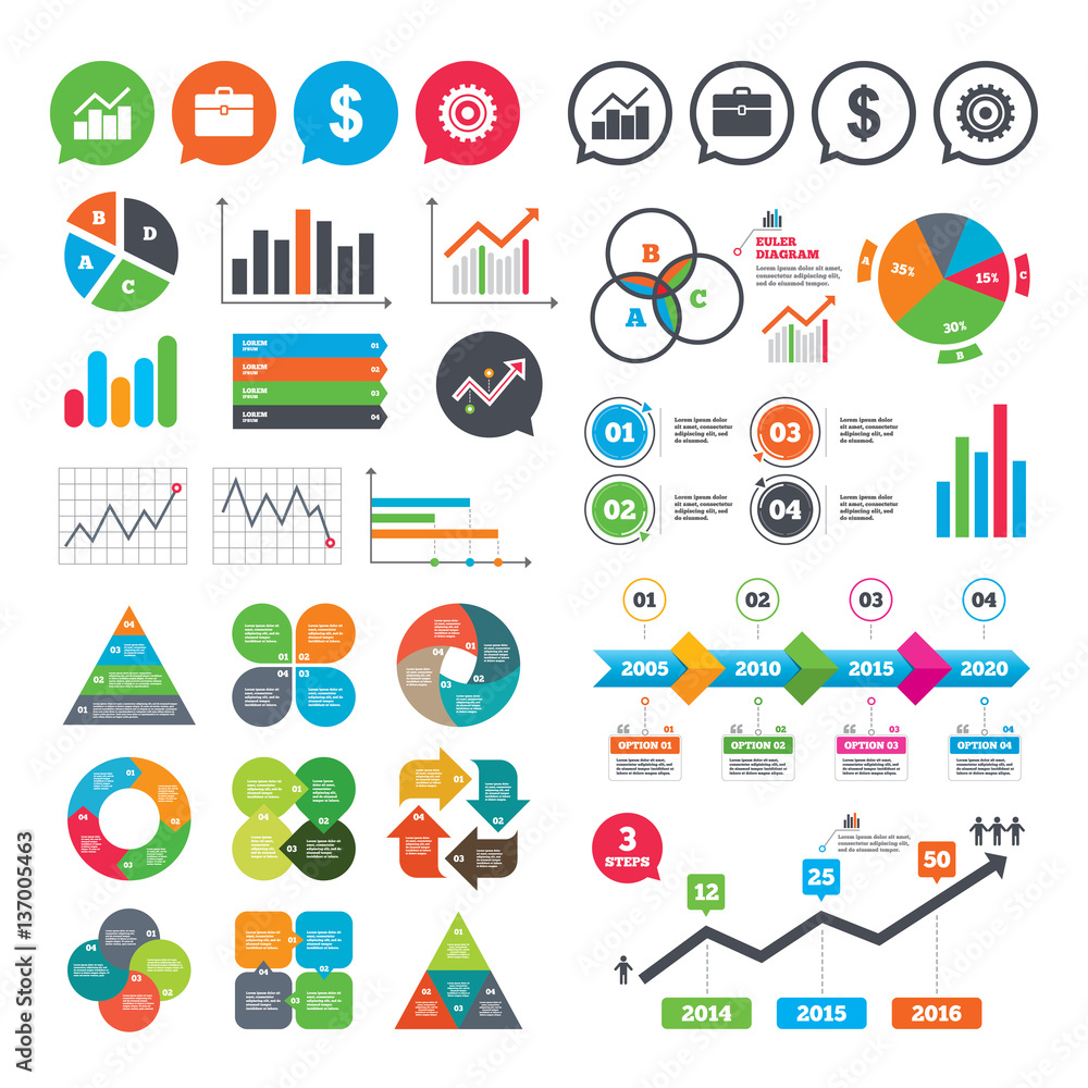 Business signs. Graph chart and case icons. Business signs. Graph chart and case icons.