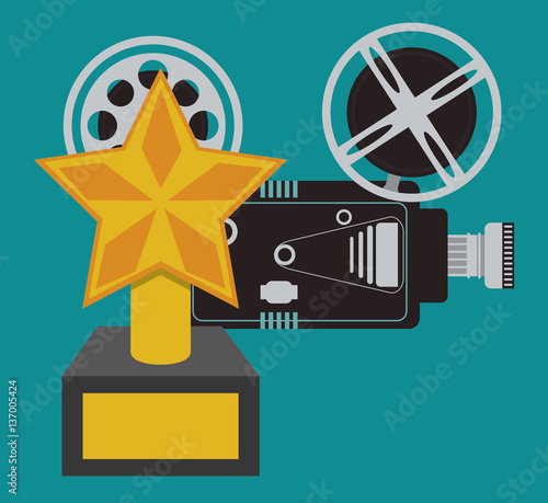 cinema camera film and award trophy vector illustration eps 10