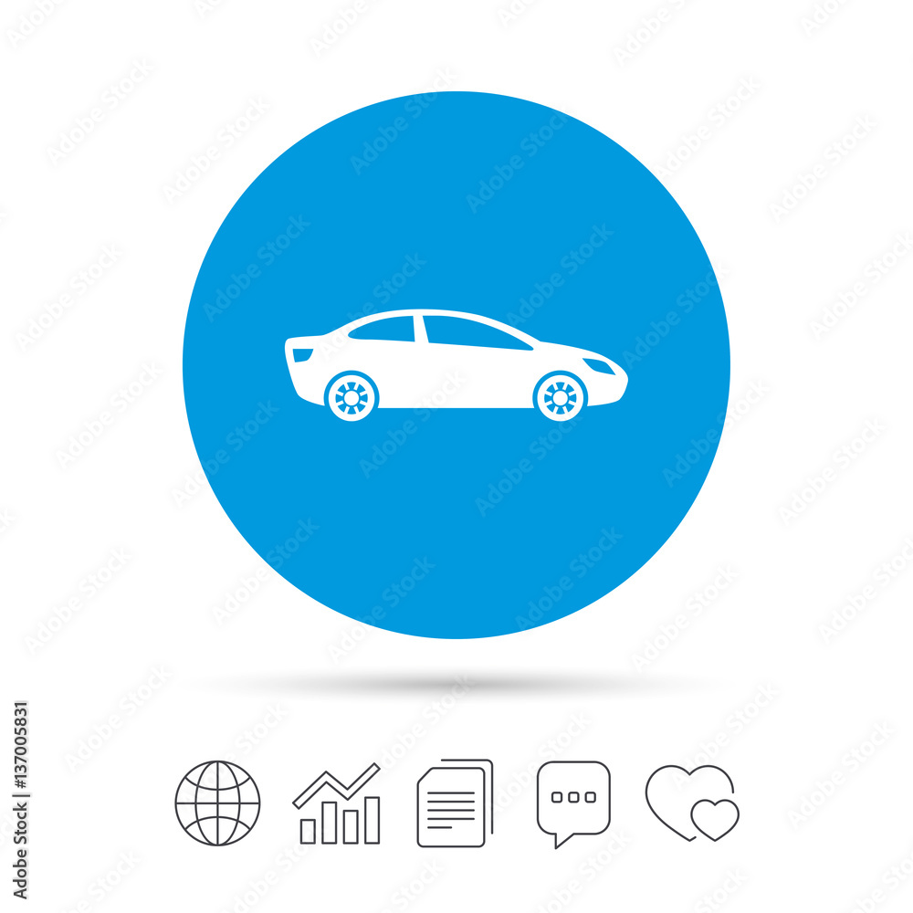 Car sign icon. Sedan saloon symbol. Car sign icon. Sedan saloon symbol.