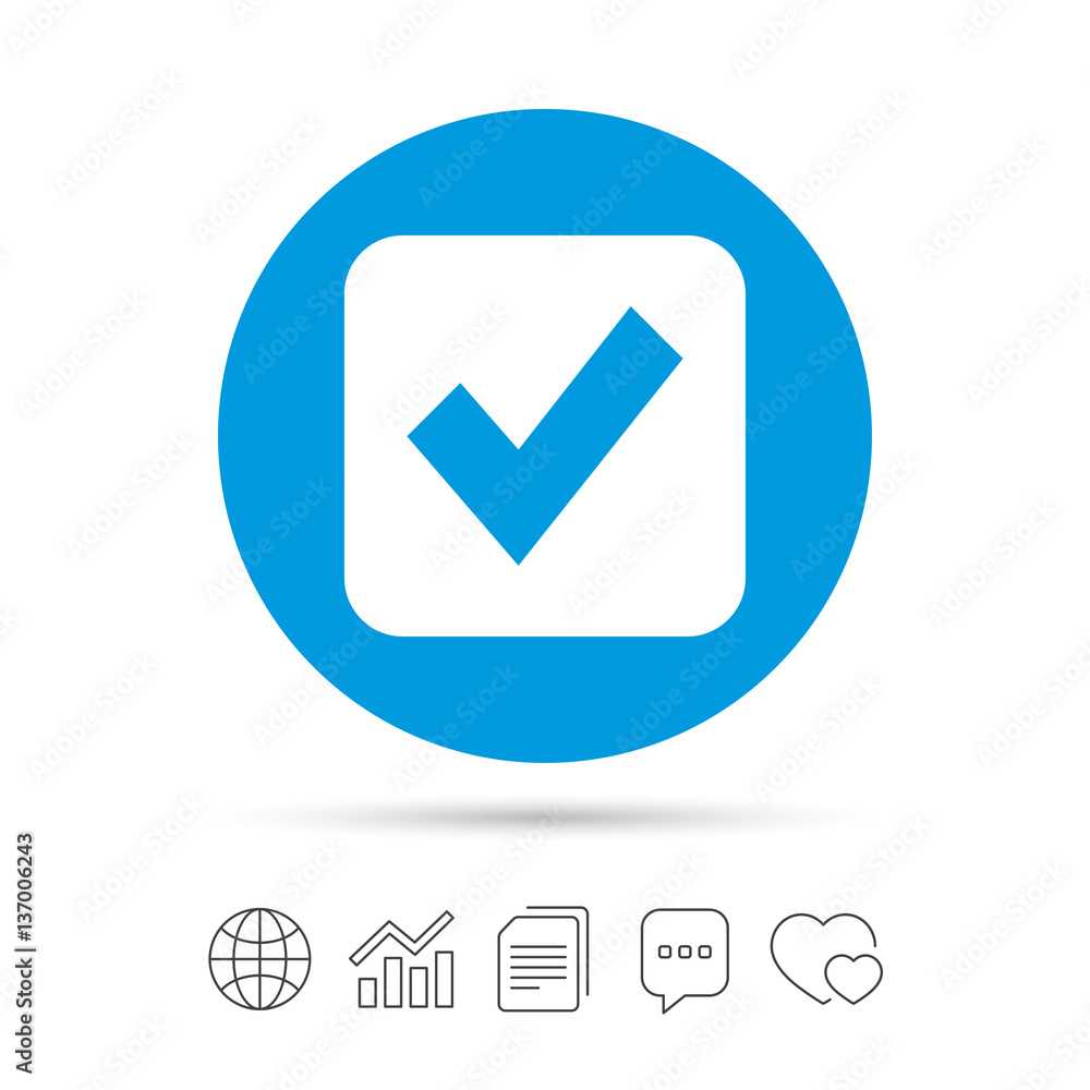 Check mark sign icon. Checkbox button. Check mark sign icon. Checkbox button.