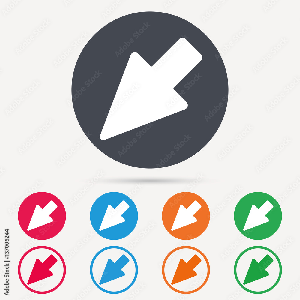 Cursor icon. Computer position marker symbol. Round circle buttons. Colored flat web icons. Vector Cursor icon. Computer position marker symbol. Round circle buttons. Colored flat web icons. Vector