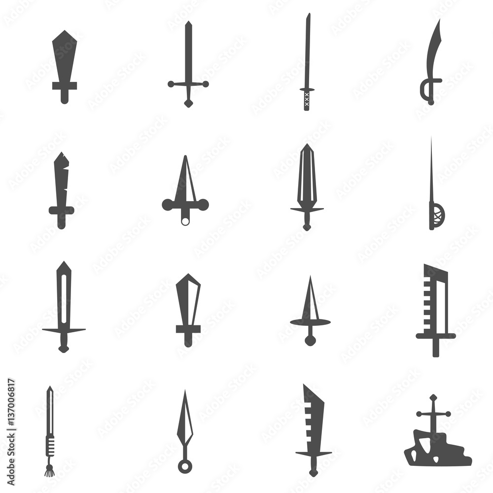 sword knife dagger icon set vector
