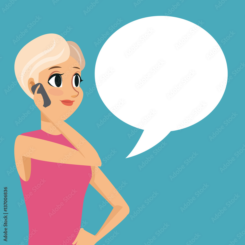 cartoon girl smartphone talk bubble speech vector illustration eps 10 cartoon girl smartphone talk bubble speech vector illustration eps 10