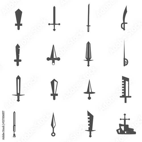 sword knife dagger icon set vector