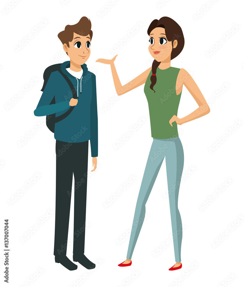 couple young talking communication vector illustration eps 10