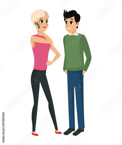 couple young talking communication vector illustration eps 10