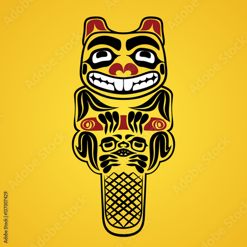 Vector illustration of a beaver with log