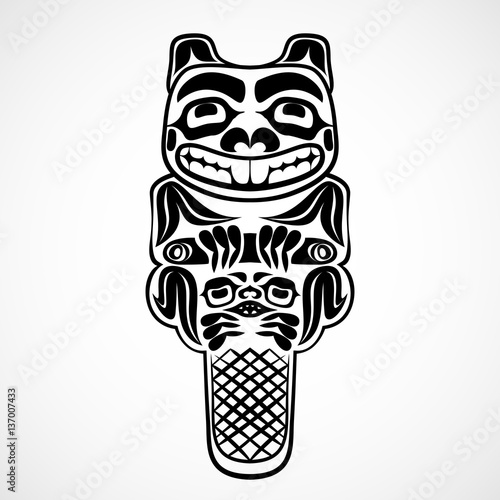 Vector illustration of a beaver with log