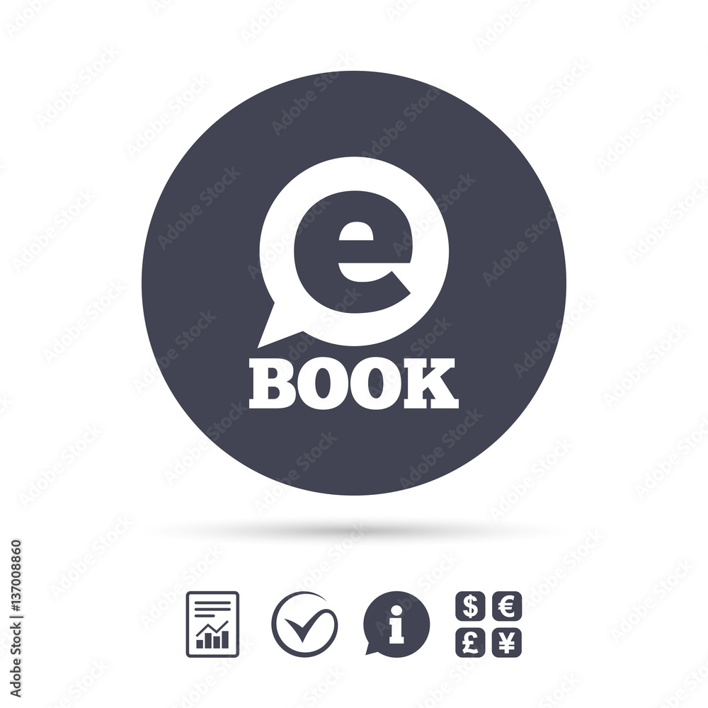 E-Book sign icon. Electronic book symbol. E-Book sign icon. Electronic book symbol.
