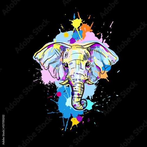hand drawn illustration with color elephant. vector eps 8.
