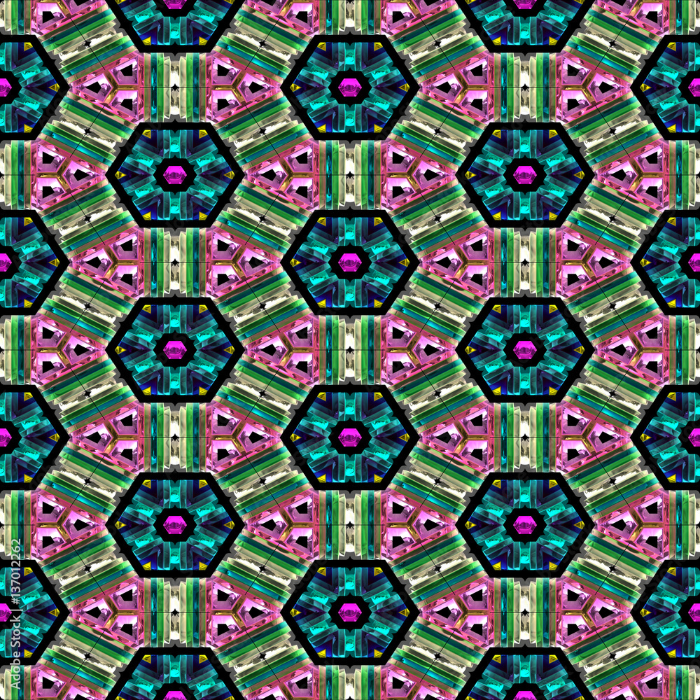 Seamless bright stained glass pattern
Seamless bright stained glass pattern