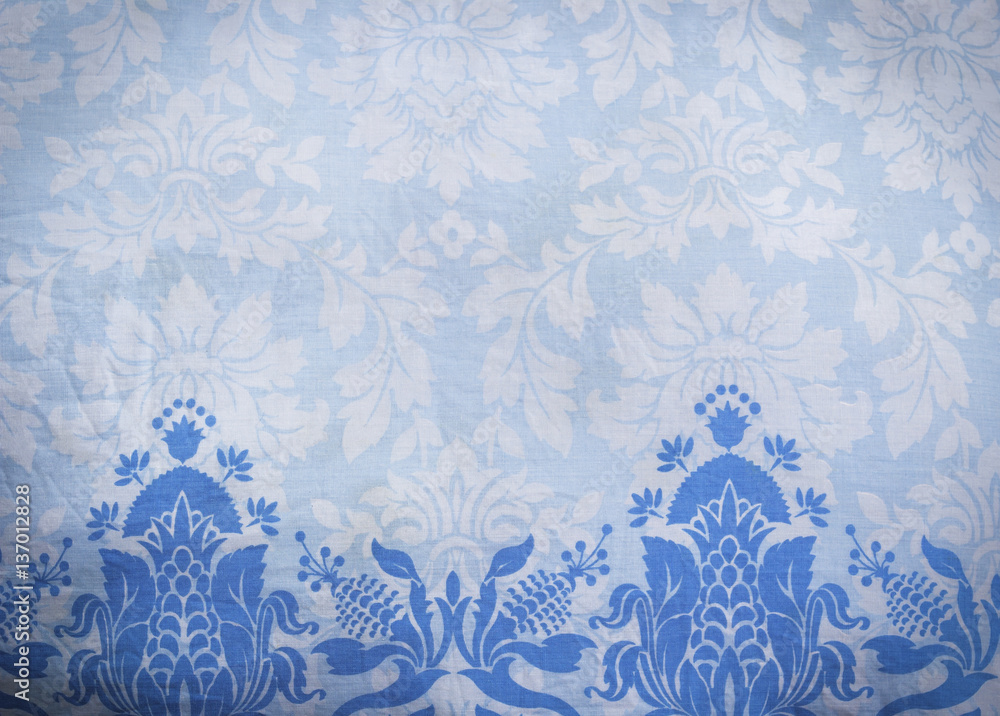 Blue pattern fabric batik background