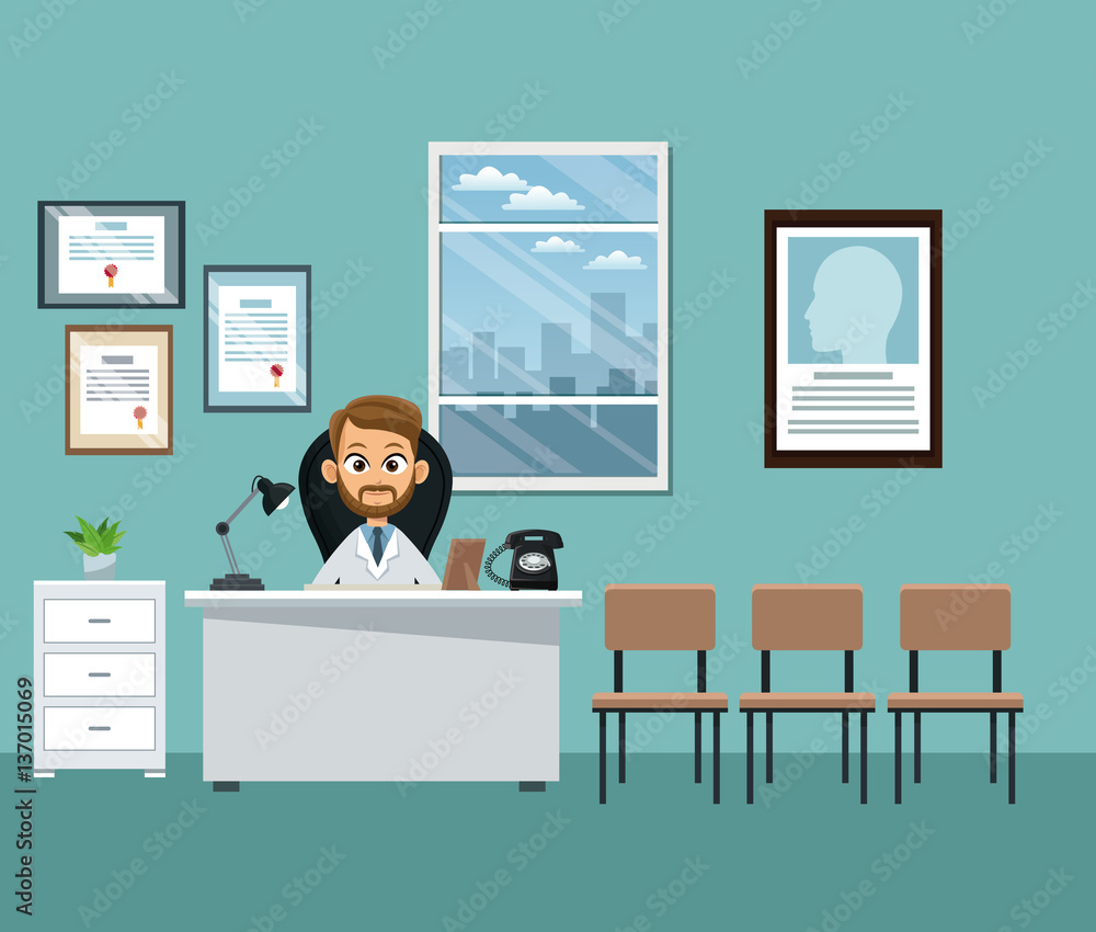 Fotografie doctor office professional practitioner vector illustration eps 10