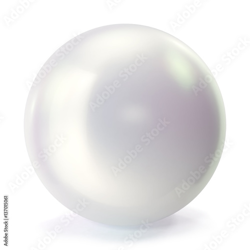 Pearl isolated on white backgorund. Oyster pearl ball for luxury accessories. Sphere shiny sea pearl. 3d rendering
