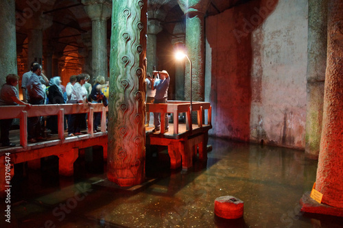  Tourists explore the Yerebatan Saray underground cistern photo