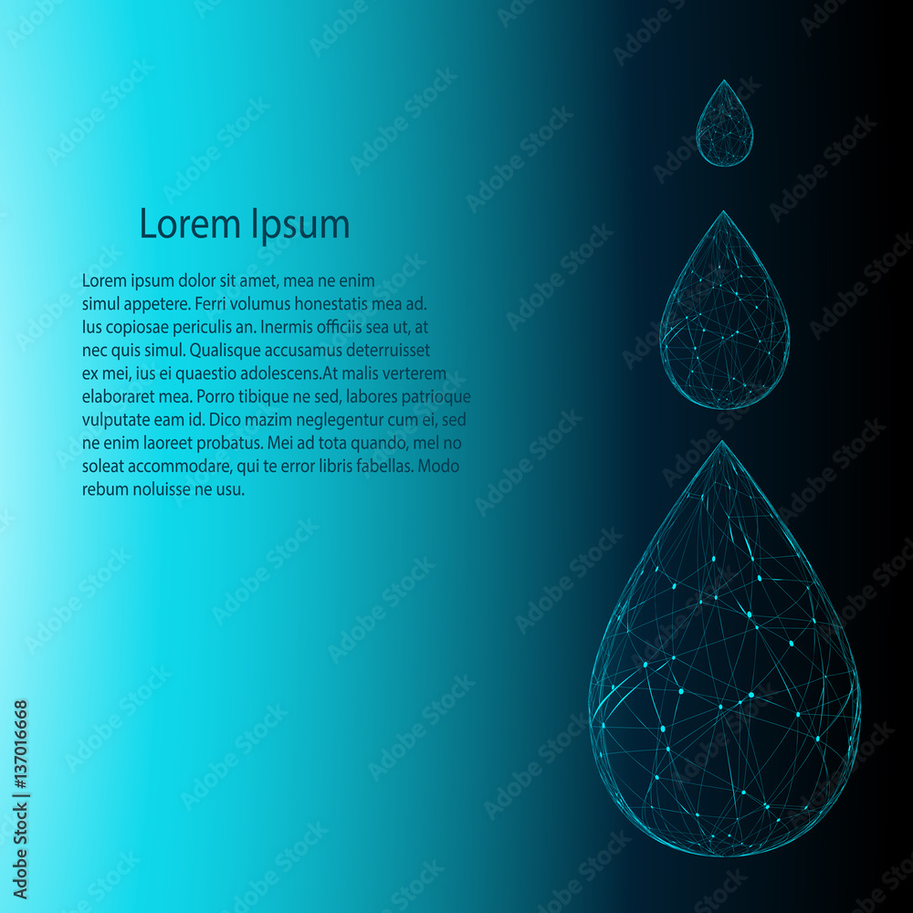 Fotografie Business template -  futuristic blue drop structure   - vector illutration