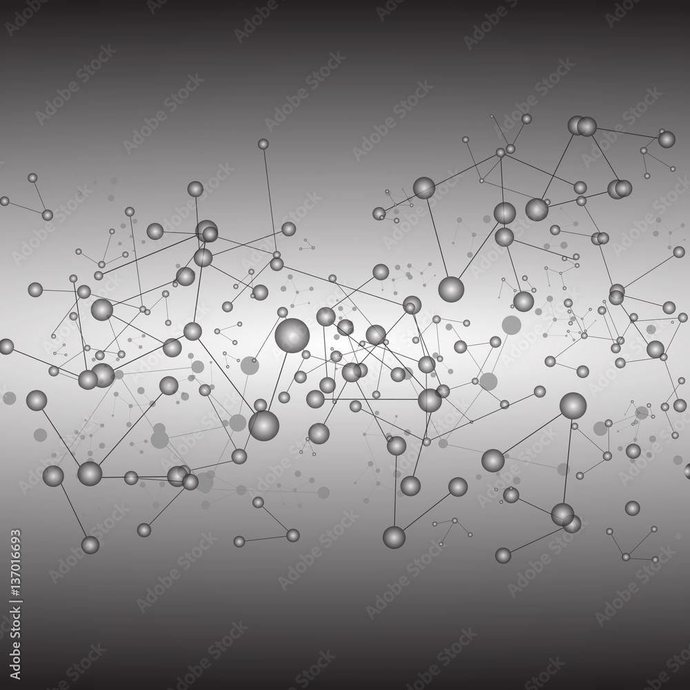 Gray template -  molecular structure   - vector illustration 