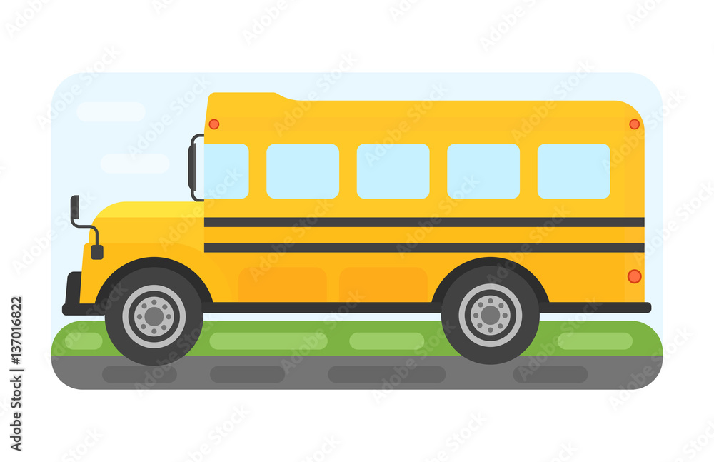 School bus transport for children vector illustration.