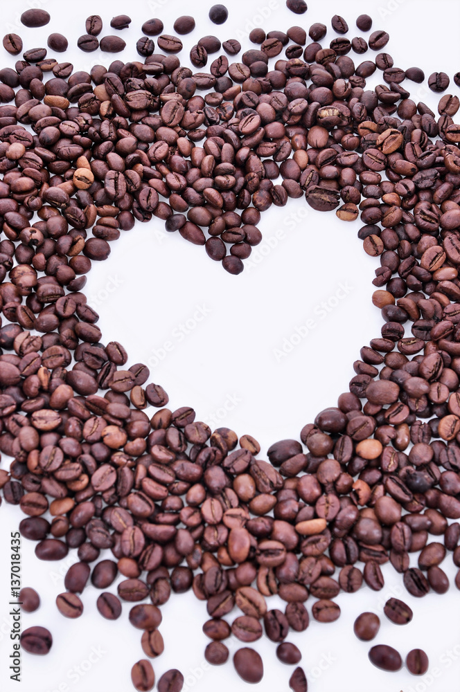 coffee set that form a heart isolated on white background coffee set that form a heart isolated on white background