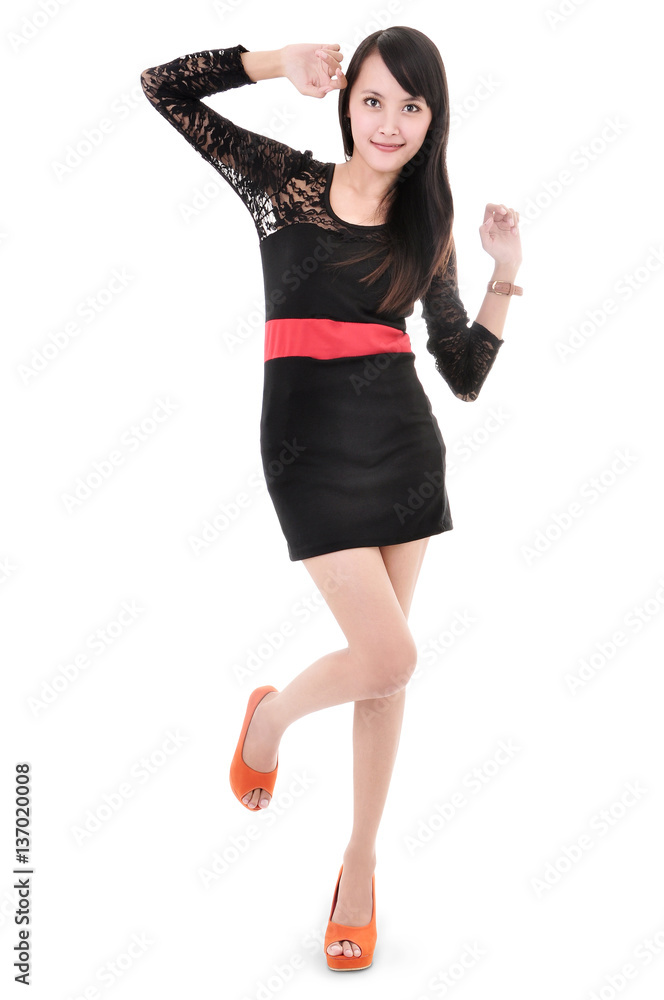 beautiful woman model posing in elegant dress, isolated on white background beautiful woman model posing in elegant dress, isolated on white background