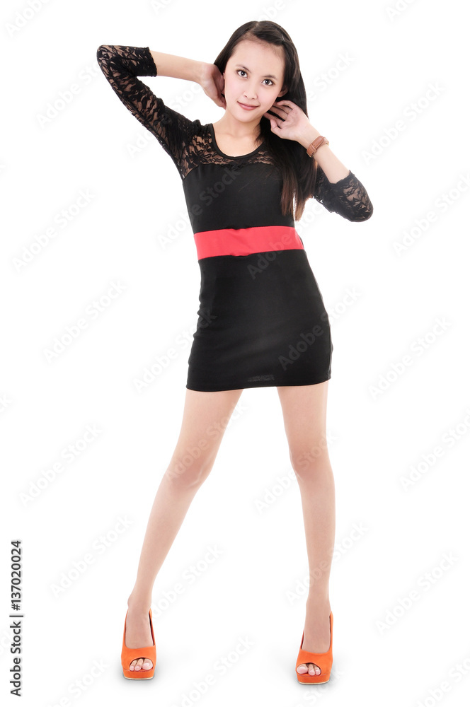 beautiful woman model posing in elegant dress, isolated on white background beautiful woman model posing in elegant dress, isolated on white background