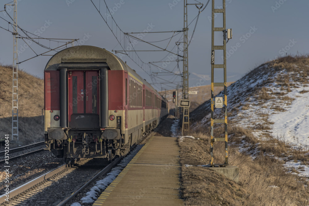 Fast train in station Spisske Tomasovce Fast train in station Spisske Tomasovce