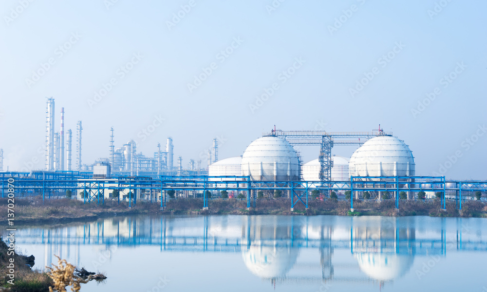 oil refinery plant near river oil refinery plant near river