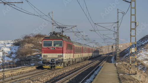 Fast train in station Spisske Tomasovce