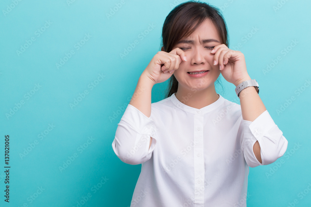 Crying woman on isolated background Crying woman on isolated background