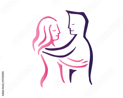 Elegant Intimate Romantic Couple Silhouette Illustration Logo