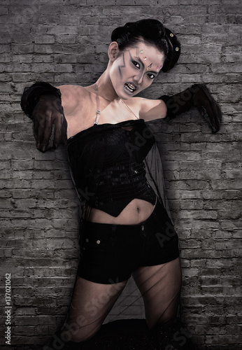 a scary undead zombie girl photo