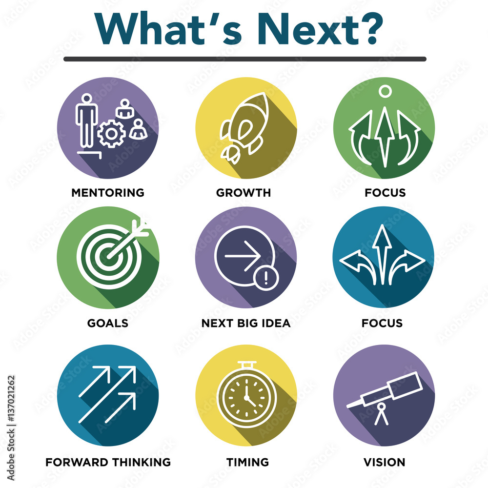 What's Next Icon Set with Big Idea, Mentoring, Decision Making, What's Next Icon Set with Big Idea, Mentoring, Decision Making,