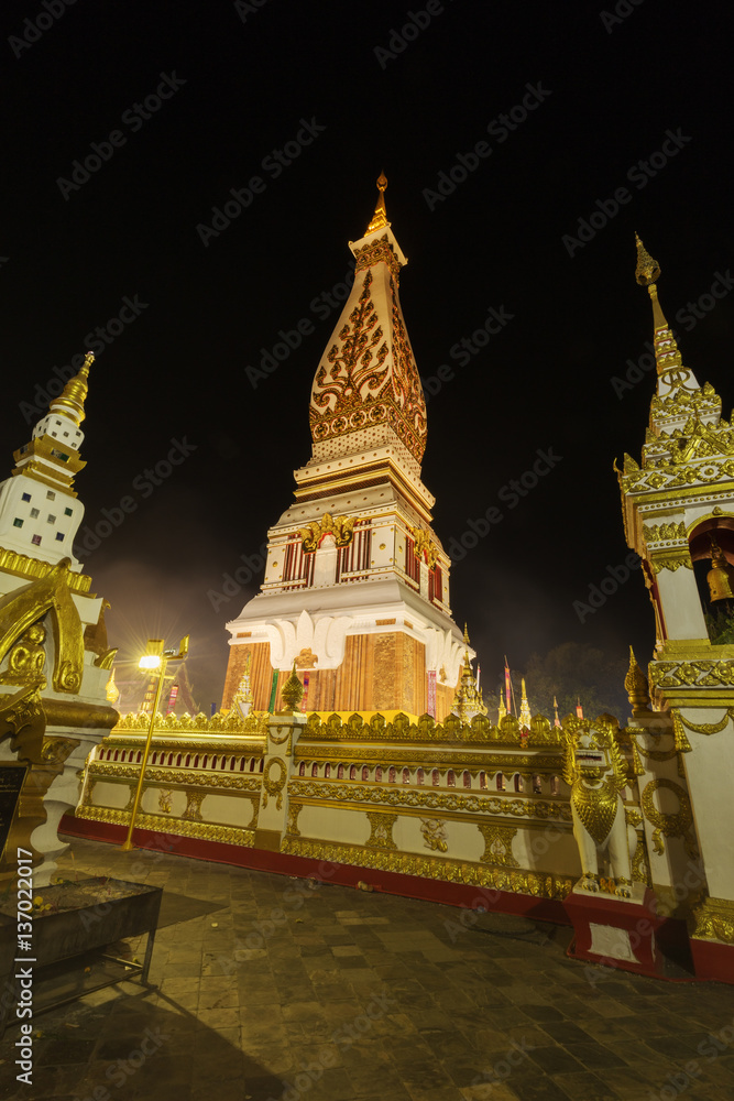 Wat Phra That Panom temple at night, Nakhon Phanom, Thailand.