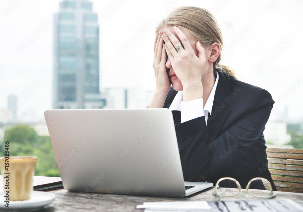 Depressed Upset Stressed Migraine Tension Concept Depressed Upset Stressed Migraine Tension Concept