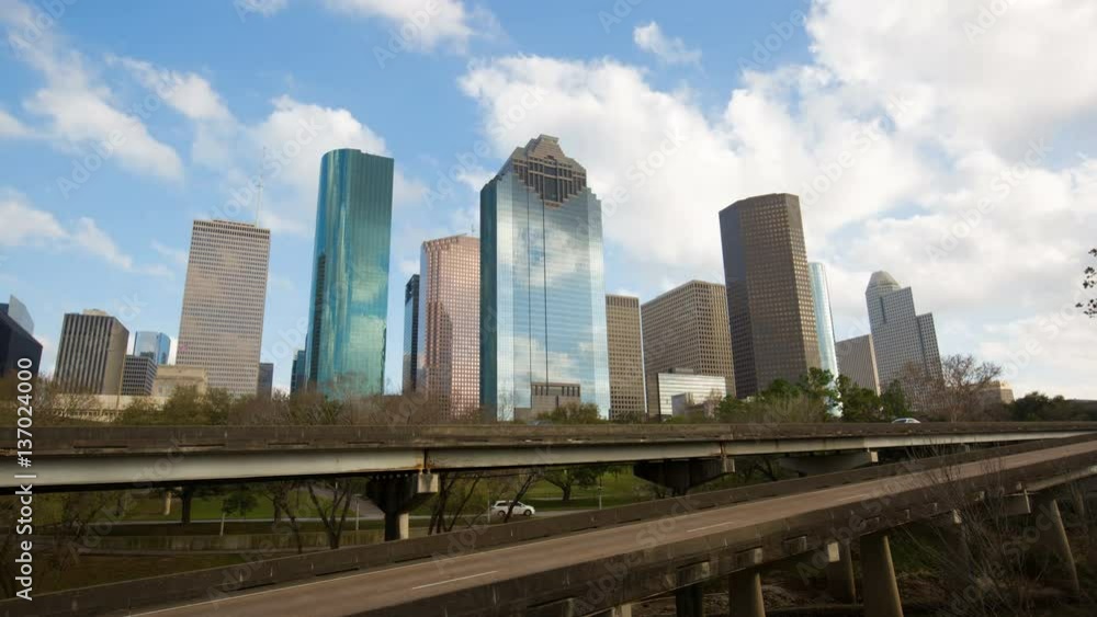High quality clip, movie of Downtown Skyline in Houston city, Texas High quality clip, movie of Downtown Skyline in Houston city, Texas