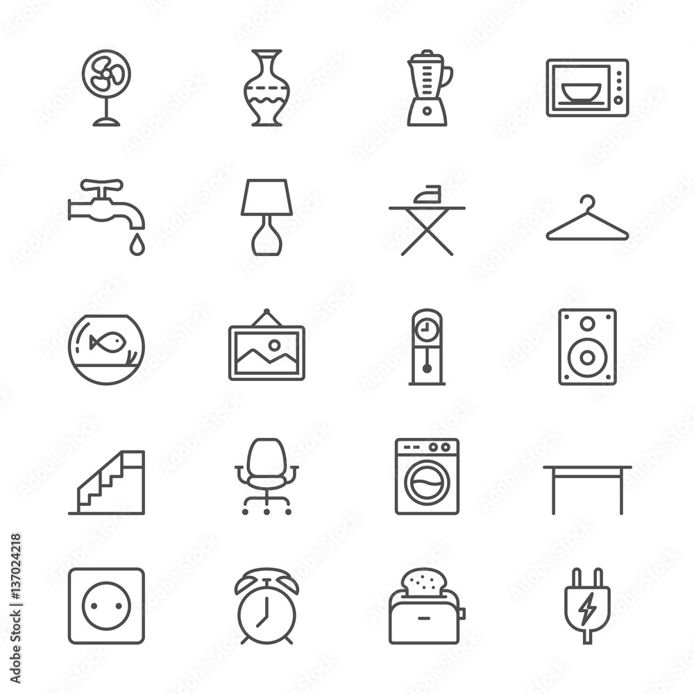 Home furniture thin icons Home furniture thin icons