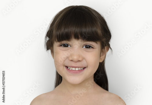 Little Girl Smiling Bare Chested