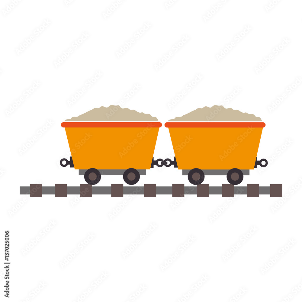 color silhouette with wagon of mining over rail vector illustration color silhouette with wagon of mining over rail vector illustration