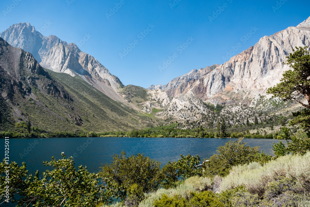 View of Convict Lake in the Sierra Nevadas of California.