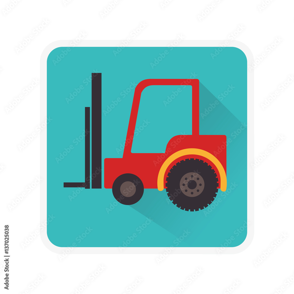square frame with forklift truck with forks vector illustration