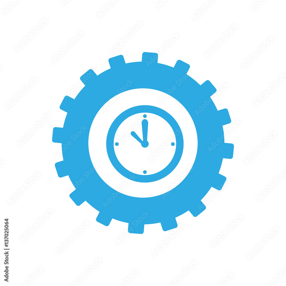 monochrome gear with clock inside vector illustration monochrome gear with clock inside vector illustration