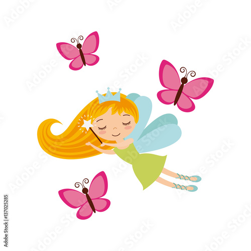 fairy girl icon over white background. colorful design. vector illustration