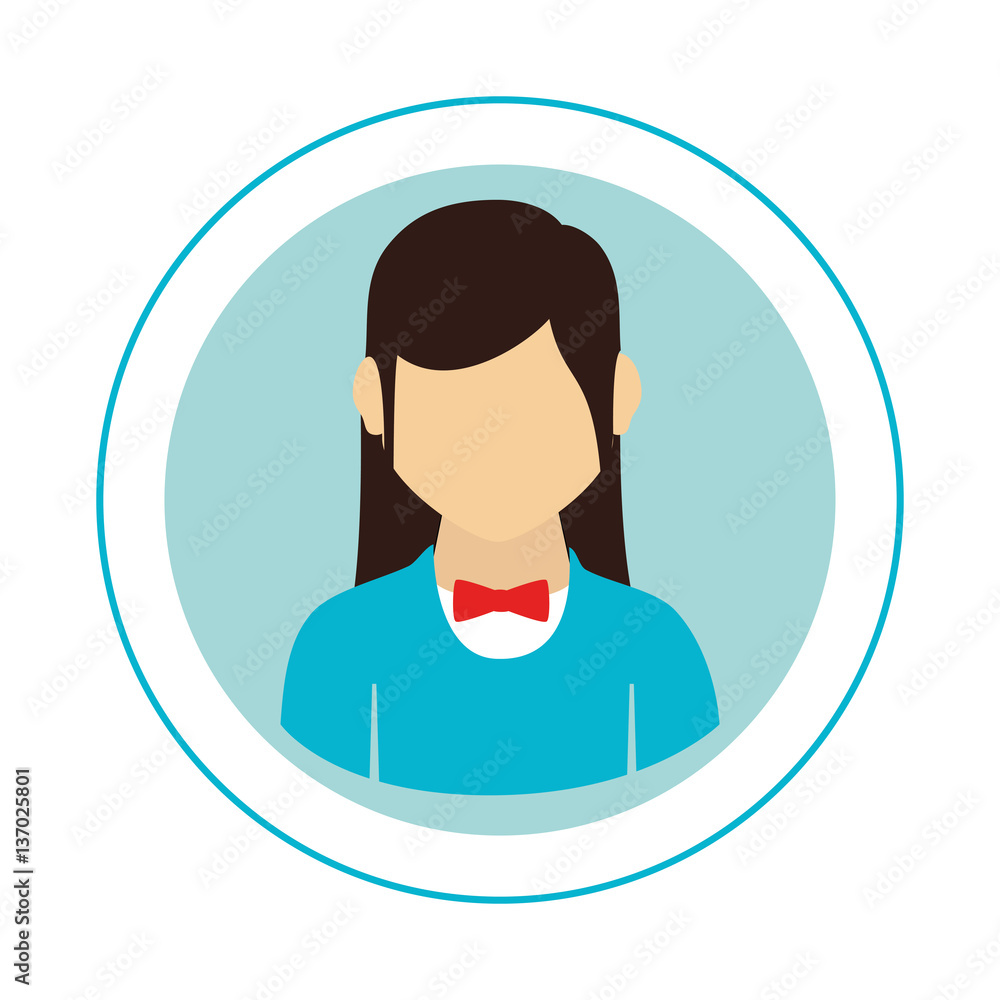 circular frame with half body woman with formal suit and bow tie vector illustration circular frame with half body woman with formal suit and bow tie vector illustration