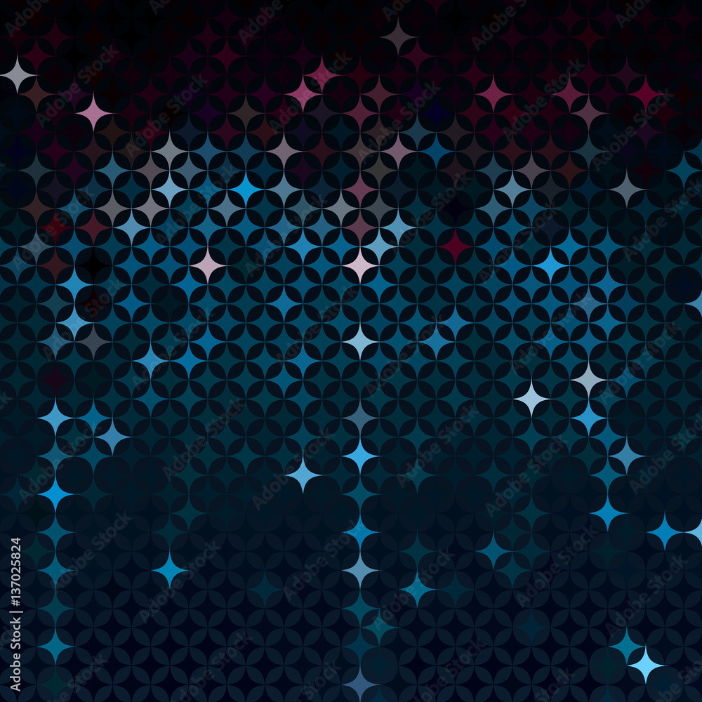 Abstract mosaic in dark neon blue colors Adobe Stock