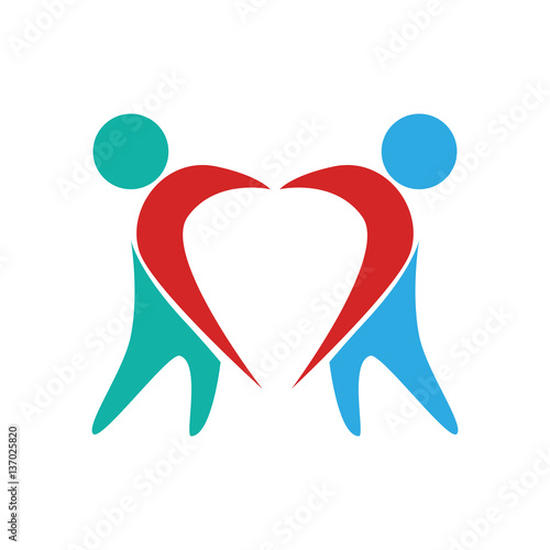 pictogram forming heart with arms vector illustration
