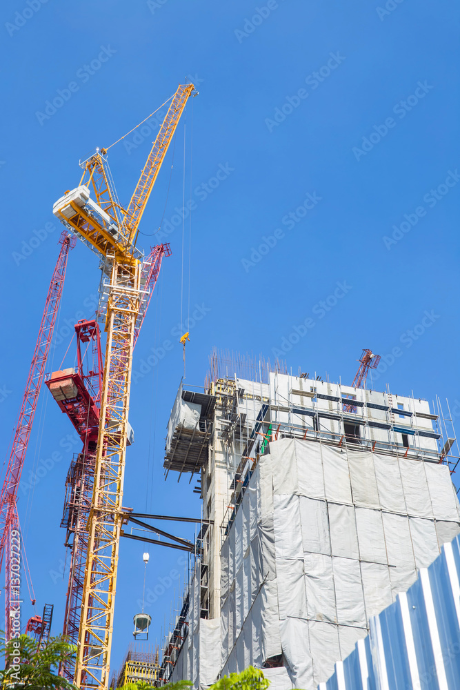 Construction site and crane.