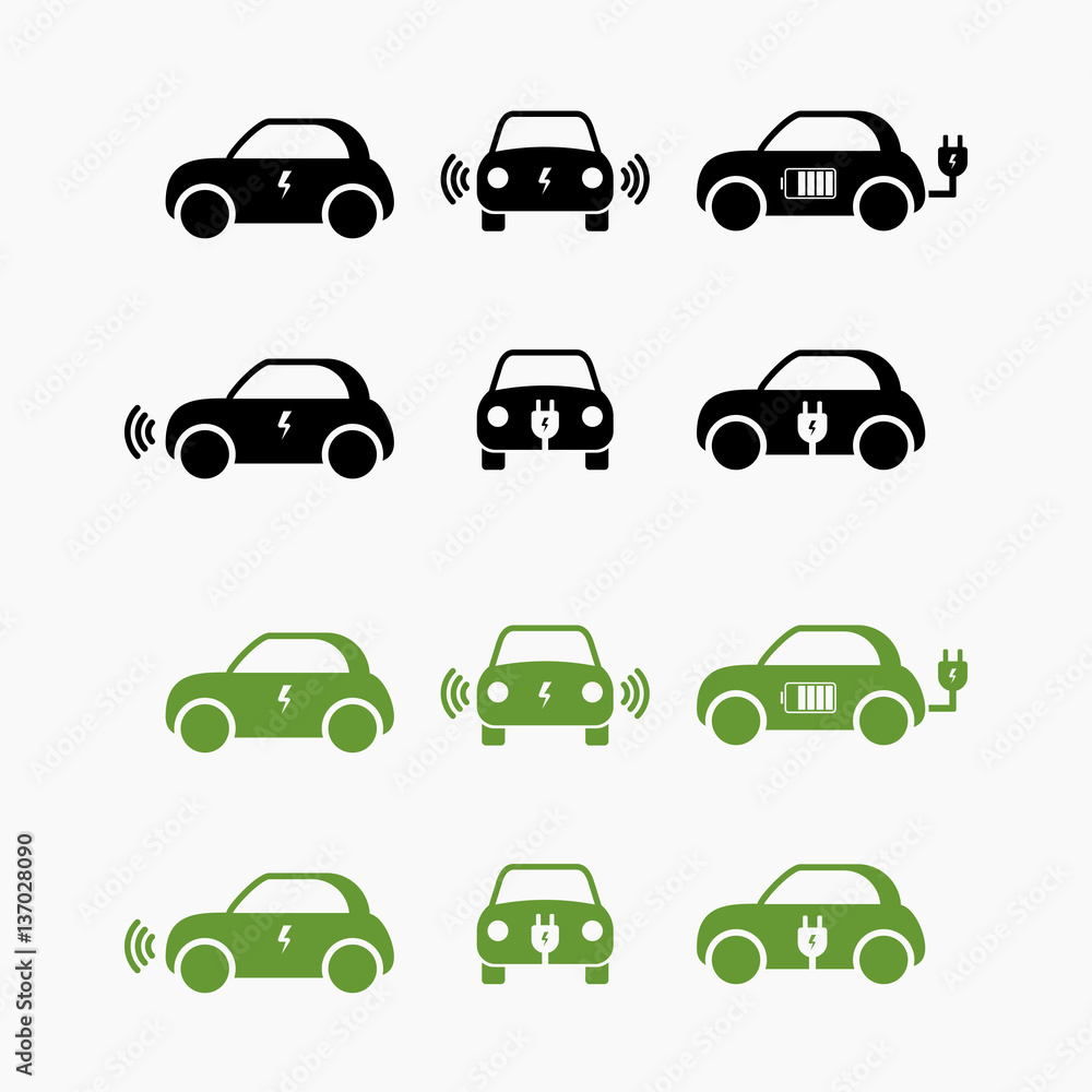 Electric car icon. vector illustration. E-car sign