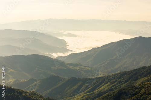 Layers of mountain and misty, north of Thailand.