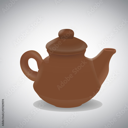 Teapot from clay.Vector illustration